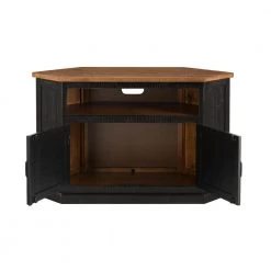 Rustic Corner Black and Honey Metal Corner TV Stand Fits TVs Up to 55 in. with Cable Management by Martin Svensson Home -EVERGLADE HOME Shop black with honey martin svensson home tv stands 90975 d4 1000