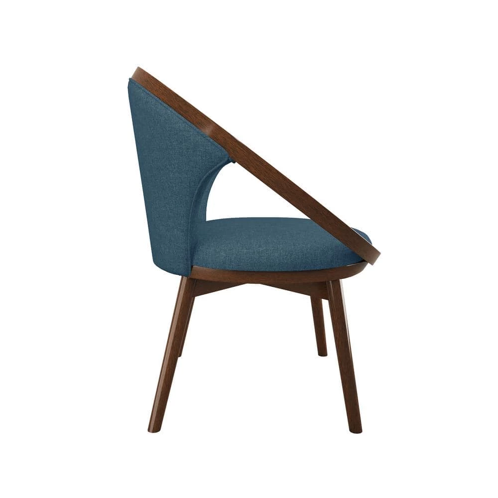 Clair Blue Mid-Century Fabric Upholstery Solid Wood Frame Accent Chair by EVERGLADE HOME 2 Clair Blue Mid-Century Fabric Upholstery Solid Wood Frame Accent Chair by EVERGLADE HOME - Image 2