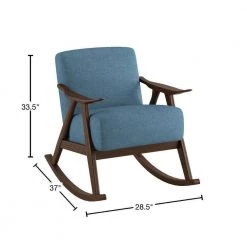Bracco Blue Mid-Century Fabric Upholstery Solid Wood Rocking Chair by EVERGLADE HOME -EVERGLADE HOME Shop blue everglade home accent chairs lx 1034bu 1 40 1000