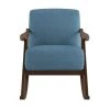 Bracco Blue Mid-Century Fabric Upholstery Solid Wood Rocking Chair by EVERGLADE HOME