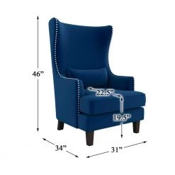 Narcine Blue Velvet Wingback Chair with Lumbar Pillow by EVERGLADE HOME 12 Narcine Blue Velvet Wingback Chair with Lumbar Pillow by EVERGLADE HOME -EVERGLADE HOME Shop blue everglade home accent chairs lx 1036bu 1 44 1000