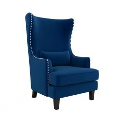 Narcine Blue Velvet Wingback Chair with Lumbar Pillow by EVERGLADE HOME 9 Narcine Blue Velvet Wingback Chair with Lumbar Pillow by EVERGLADE HOME -EVERGLADE HOME Shop blue everglade home accent chairs lx 1036bu 1 c3 1000