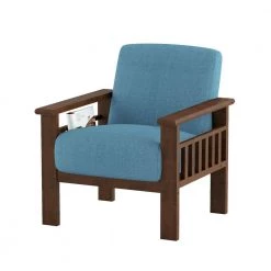 Amerllia Blue Fabric Upholstery Solid Wood Accent Chair by EVERGLADE HOME -EVERGLADE HOME Shop blue everglade home accent chairs lx 1048bu 1 1f 1000