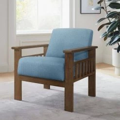 Amerllia Blue Fabric Upholstery Solid Wood Accent Chair by EVERGLADE HOME -EVERGLADE HOME Shop blue everglade home accent chairs lx 1048bu 1 31 1000