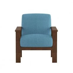 Amerllia Blue Fabric Upholstery Solid Wood Accent Chair by EVERGLADE HOME