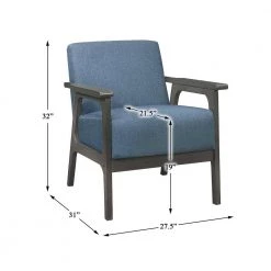 Ride Blue Textured Upholstery Solid Wood Antique Gray Finish Accent Chair by EVERGLADE HOME -EVERGLADE HOME Shop blue everglade home accent chairs lx 1103bu 1 1f 1000