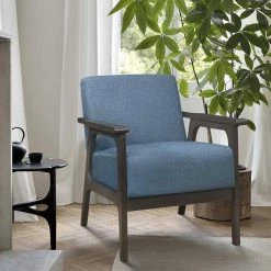 Ride Blue Textured Upholstery Solid Wood Antique Gray Finish Accent Chair by EVERGLADE HOME -EVERGLADE HOME Shop blue everglade home accent chairs lx 1103bu 1 31 1000