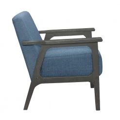 Ride Blue Textured Upholstery Solid Wood Antique Gray Finish Accent Chair by EVERGLADE HOME -EVERGLADE HOME Shop blue everglade home accent chairs lx 1103bu 1 4f 1000