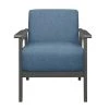 Ride Blue Textured Upholstery Solid Wood Antique Gray Finish Accent Chair by EVERGLADE HOME
