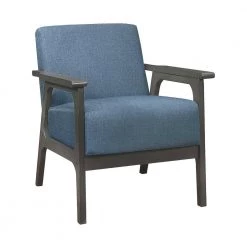 Ride Blue Textured Upholstery Solid Wood Antique Gray Finish Accent Chair by EVERGLADE HOME -EVERGLADE HOME Shop blue everglade home accent chairs lx 1103bu 1 c3 1000