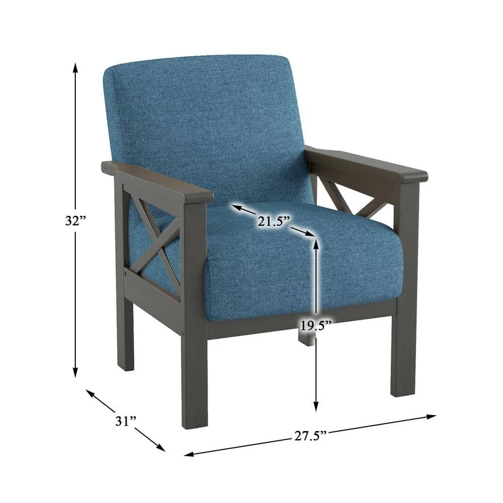 Savion Blue Textured Upholstery Solid Wood Frame Accent Chair by EVERGLADE HOME 6 Savion Blue Textured Upholstery Solid Wood Frame Accent Chair by EVERGLADE HOME - Image 6