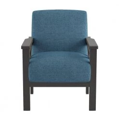Savion Blue Textured Upholstery Solid Wood Frame Accent Chair by EVERGLADE HOME