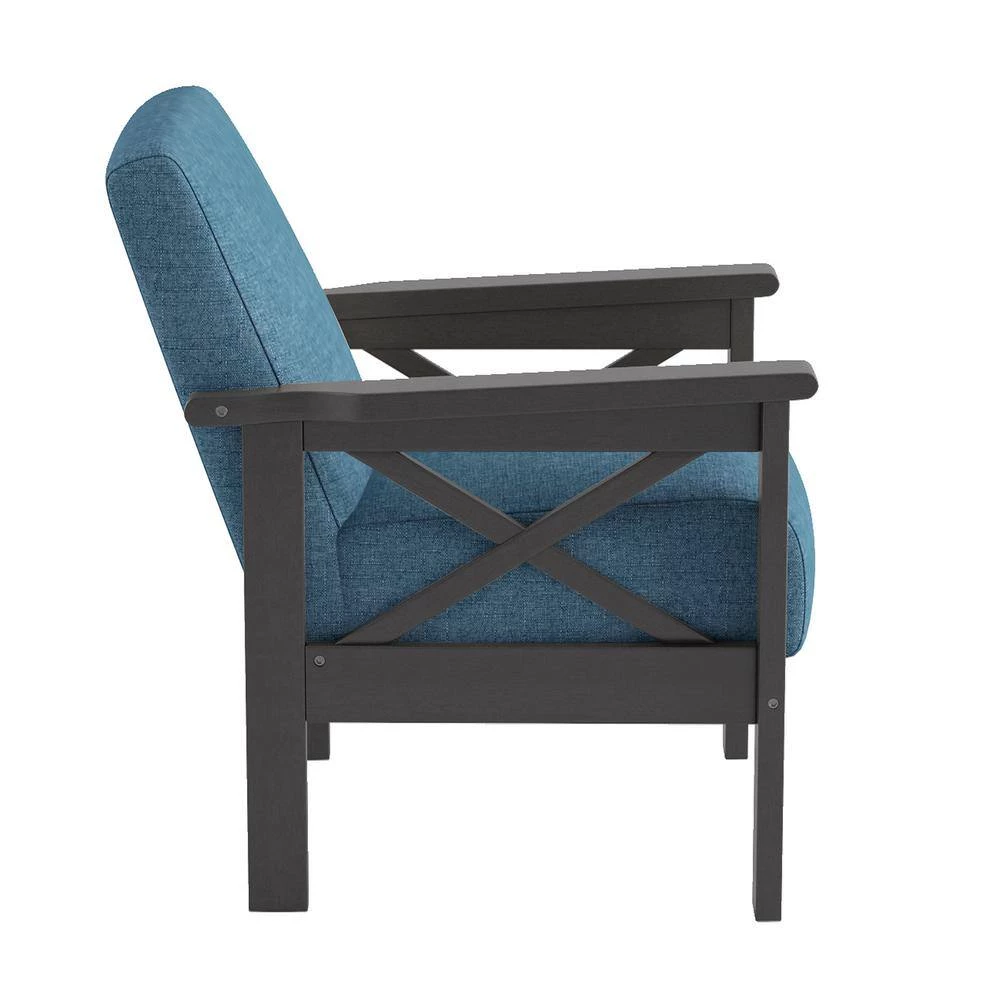 Savion Blue Textured Upholstery Solid Wood Frame Accent Chair by EVERGLADE HOME 2 Savion Blue Textured Upholstery Solid Wood Frame Accent Chair by EVERGLADE HOME - Image 2