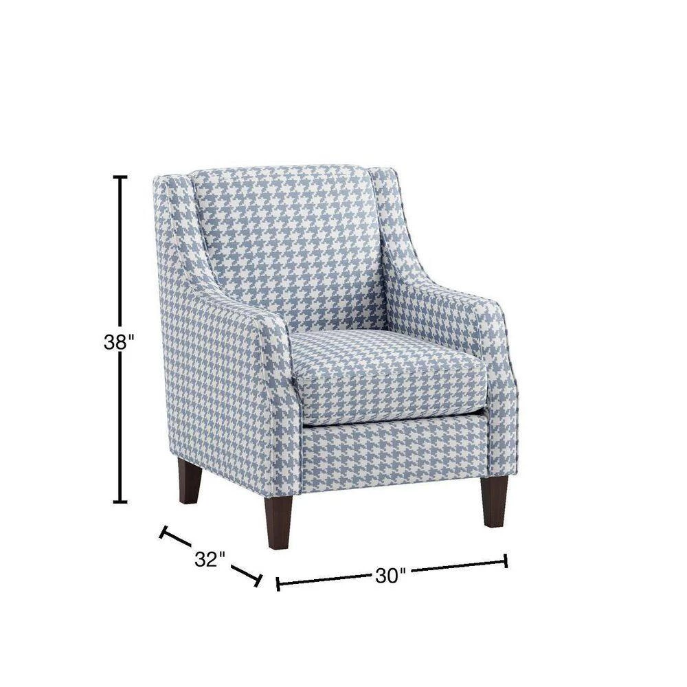 Bonne Blue Houndstooth Print Upholstery Accent Chair by EVERGLADE HOME 3 Bonne Blue Houndstooth Print Upholstery Accent Chair by EVERGLADE HOME - Image 3