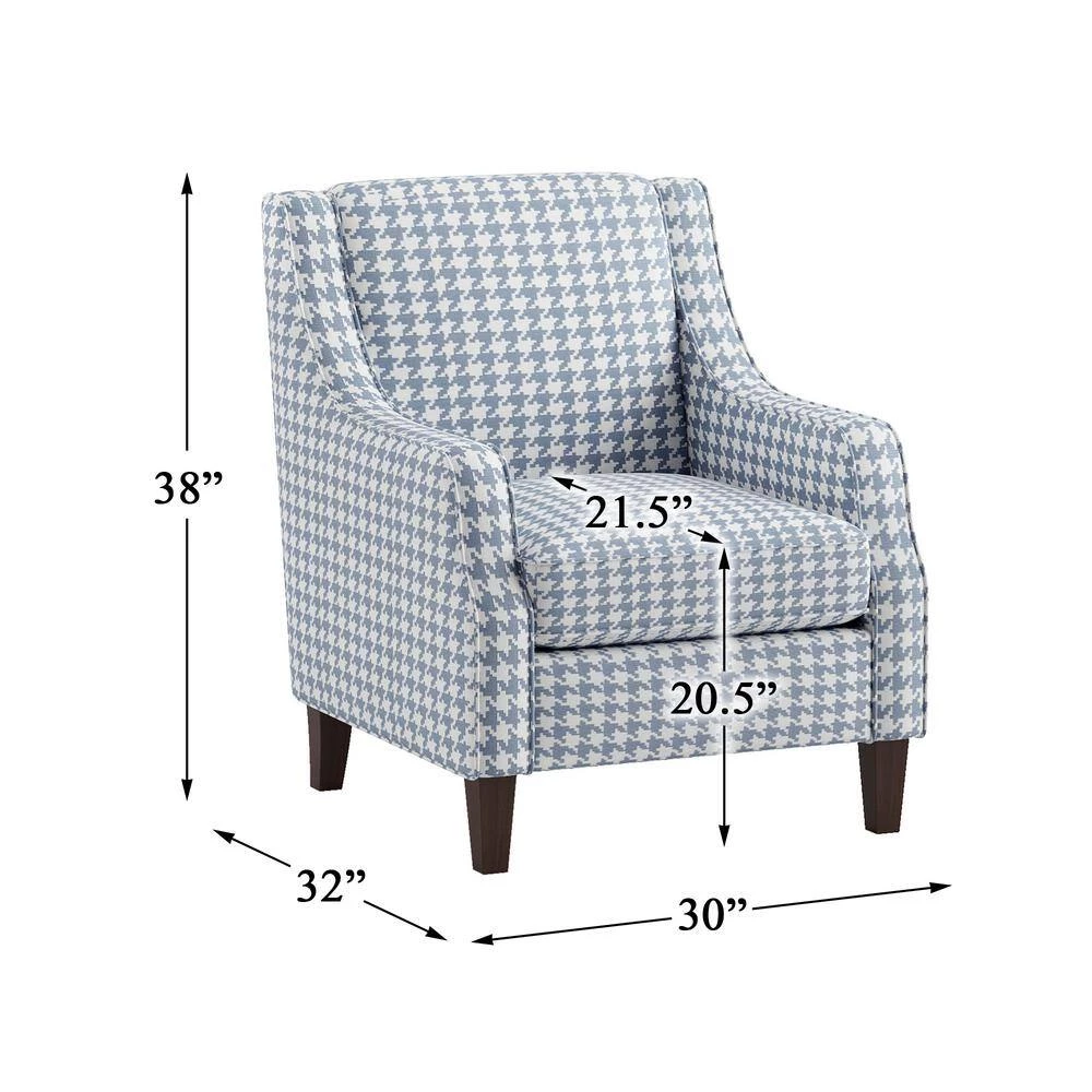 Bonne Blue Houndstooth Print Upholstery Accent Chair by EVERGLADE HOME 7 Bonne Blue Houndstooth Print Upholstery Accent Chair by EVERGLADE HOME - Image 7