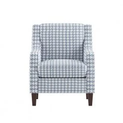 Bonne Blue Houndstooth Print Upholstery Accent Chair by EVERGLADE HOME