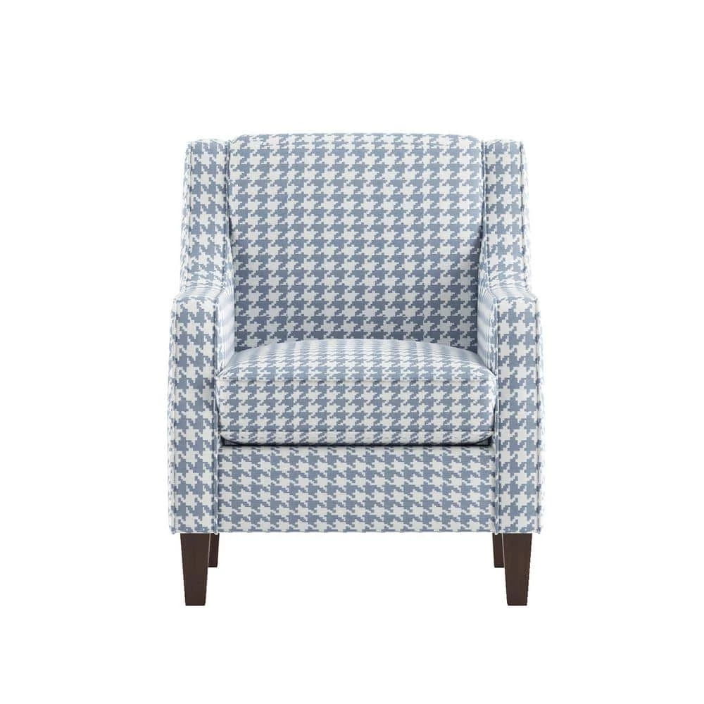 Bonne Blue Houndstooth Print Upholstery Accent Chair by EVERGLADE HOME 1 Bonne Blue Houndstooth Print Upholstery Accent Chair by EVERGLADE HOME