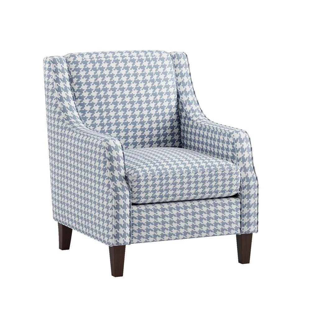 Bonne Blue Houndstooth Print Upholstery Accent Chair by EVERGLADE HOME 4 Bonne Blue Houndstooth Print Upholstery Accent Chair by EVERGLADE HOME - Image 4