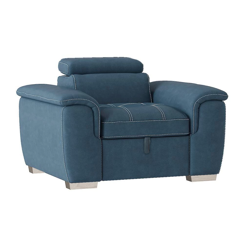 Warrick Blue Microfiber Accent Chair with Pull-out Ottoman by EVERGLADE HOME 6 Warrick Blue Microfiber Accent Chair with Pull-out Ottoman by EVERGLADE HOME - Image 6