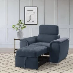 Warrick Blue Microfiber Accent Chair with Pull-out Ottoman by EVERGLADE HOME 19 Warrick Blue Microfiber Accent Chair with Pull-out Ottoman by EVERGLADE HOME -EVERGLADE HOME Shop blue everglade home accent chairs lx 8228bu 1 31 1000