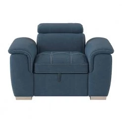 Warrick Blue Microfiber Accent Chair with Pull-out Ottoman by EVERGLADE HOME
