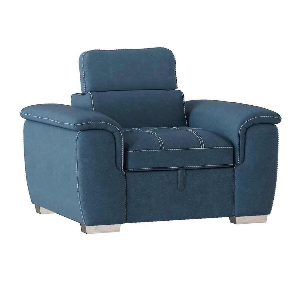 Warrick Blue Microfiber Accent Chair with Pull-out Ottoman by EVERGLADE HOME 4 Warrick Blue Microfiber Accent Chair with Pull-out Ottoman by EVERGLADE HOME - Image 4