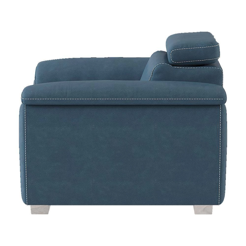 Warrick Blue Microfiber Accent Chair with Pull-out Ottoman by EVERGLADE HOME 2 Warrick Blue Microfiber Accent Chair with Pull-out Ottoman by EVERGLADE HOME - Image 2