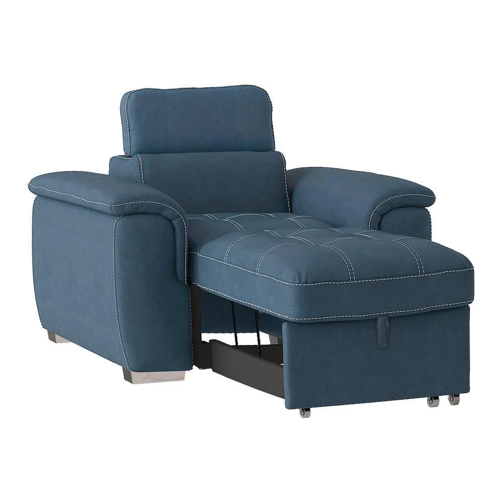 Warrick Blue Microfiber Accent Chair with Pull-out Ottoman by EVERGLADE HOME 8 Warrick Blue Microfiber Accent Chair with Pull-out Ottoman by EVERGLADE HOME - Image 8