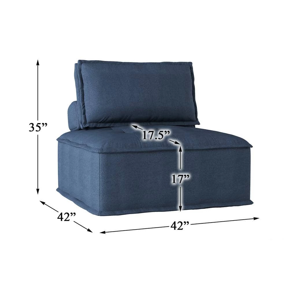 Steer Blue Modular Chair with Removable Bolster and Pillow by EVERGLADE HOME 2 Steer Blue Modular Chair with Removable Bolster and Pillow by EVERGLADE HOME - Image 2