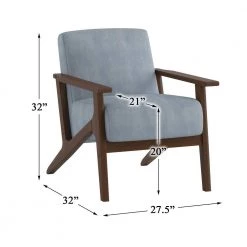 Malibu Blue Gray Velvet Upholstered Solid Wood Walnut Finish Accent Chair by EVERGLADE HOME -EVERGLADE HOME Shop blue gray everglade home accent chairs lx 1031bgy 1 44 1000