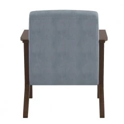Malibu Blue Gray Velvet Upholstered Solid Wood Walnut Finish Accent Chair by EVERGLADE HOME -EVERGLADE HOME Shop blue gray everglade home accent chairs lx 1031bgy 1 4f 1000