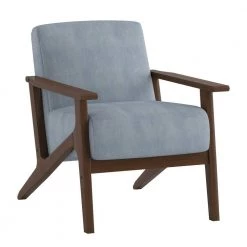 Malibu Blue Gray Velvet Upholstered Solid Wood Walnut Finish Accent Chair by EVERGLADE HOME -EVERGLADE HOME Shop blue gray everglade home accent chairs lx 1031bgy 1 c3 1000