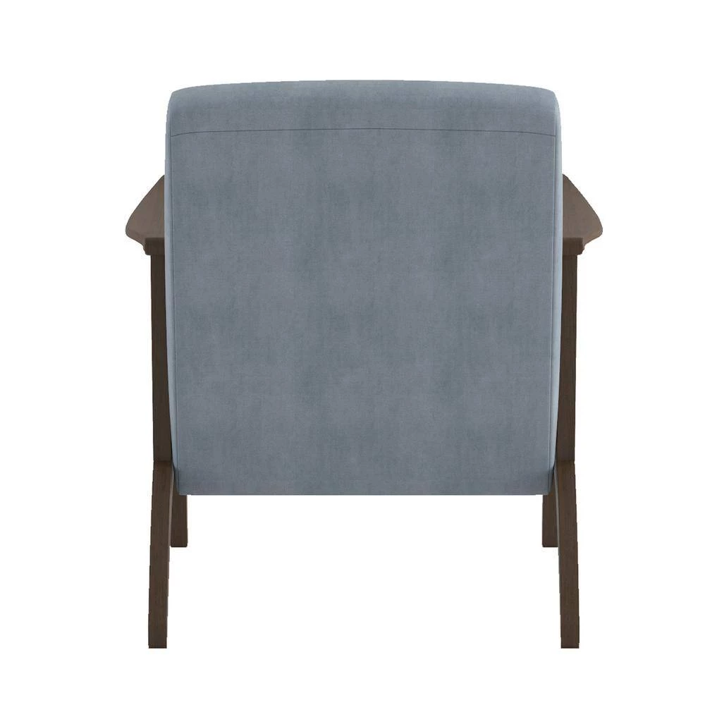 Lonita Blue Gray Velvet Upholstered Solid Wood Walnut Finish Accent Chair by EVERGLADE HOME 4 Lonita Blue Gray Velvet Upholstered Solid Wood Walnut Finish Accent Chair by EVERGLADE HOME - Image 4