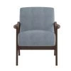 Lonita Blue Gray Velvet Upholstered Solid Wood Walnut Finish Accent Chair by EVERGLADE HOME