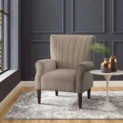 Carlson Brown Velvet Club Channel Tufted Back Accent Chair by EVERGLADE HOME -EVERGLADE HOME Shop brown everglade home accent chairs lx 1047br 1 31 1000