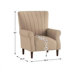 Carlson Brown Velvet Club Channel Tufted Back Accent Chair by EVERGLADE HOME -EVERGLADE HOME Shop brown everglade home accent chairs lx 1047br 1 44 1000