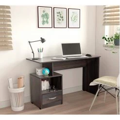47.2 in. Rectangular Tobacco Chic Multi-Level Writing Desk with One Drawer by Inval -EVERGLADE HOME Shop brown inval computer desks es 14803 31 1000