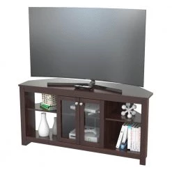 49 in. Brown Wood Corner TV Stand Fits TVs Up to 60 in. with Adjustable Shelves by Inval -EVERGLADE HOME Shop brown inval tv stands mtv 19419 40 1000