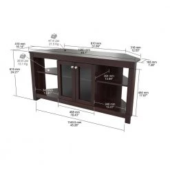 49 in. Brown Wood Corner TV Stand Fits TVs Up to 60 in. with Adjustable Shelves by Inval -EVERGLADE HOME Shop brown inval tv stands mtv 19419 4f 1000