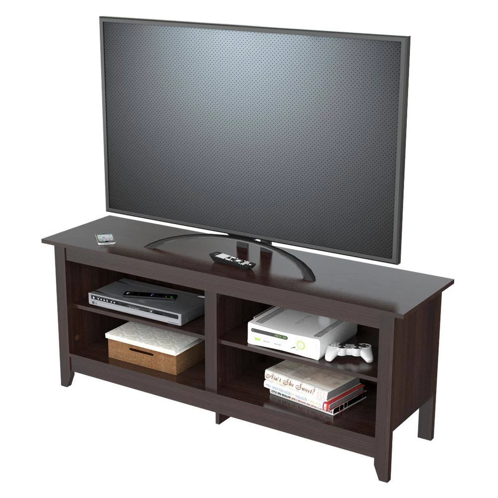 58 in. Brown Wood TV Stand Fits TVs Up to 60 in. by Inval 3 58 in. Brown Wood TV Stand Fits TVs Up to 60 in. by Inval - Image 3