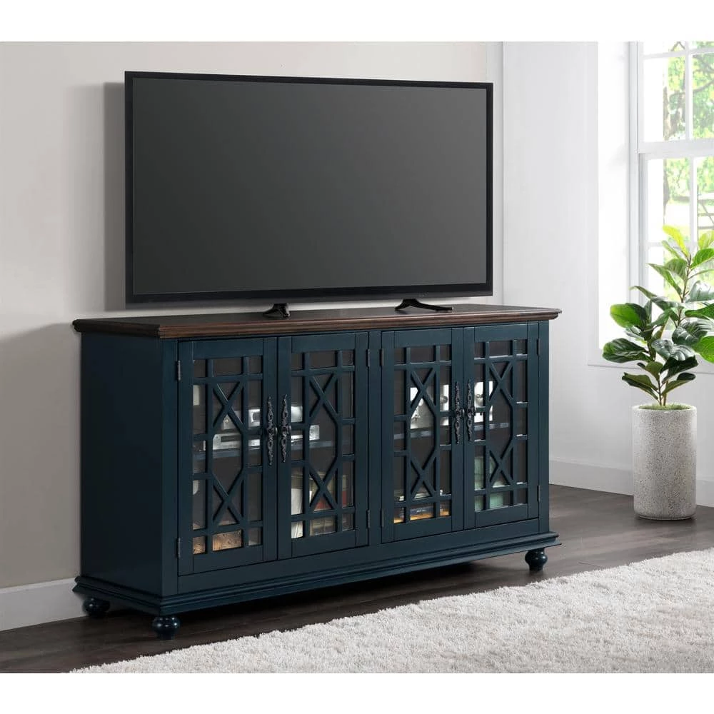 Palisades TV Stand, Catalina Blue with Coffee Top by Martin Svensson Home 2 Palisades TV Stand, Catalina Blue with Coffee Top by Martin Svensson Home - Image 2