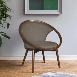 Clair Chocolate Mid-Century Fabric Upholstery Solid Wood Frame Accent Chair by EVERGLADE HOME -EVERGLADE HOME Shop chocolate everglade home accent chairs lx 1033f2s 31 1000