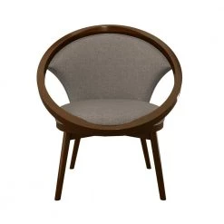 Clair Chocolate Mid-Century Fabric Upholstery Solid Wood Frame Accent Chair by EVERGLADE HOME