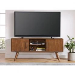 Mid Century Modern 60 in. Cinnamon TV Console, Fits Up to 65 in. TVs with Adjustable Shelves by Martin Svensson Home -EVERGLADE HOME Shop cinnamon martin svensson home tv stands 908018 c3 1000