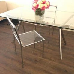 Almeda Clear Modern Acrylic Dining Chair With Metal Legs by Leisuremod -EVERGLADE HOME Shop clear leisuremod dining chairs acr19cl 31 1000
