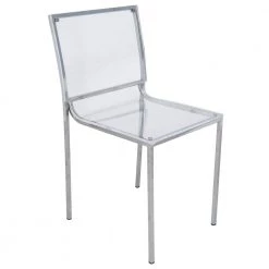 Almeda Clear Modern Acrylic Dining Chair With Metal Legs by Leisuremod