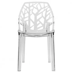 Cornelia Modern Spring Cut-Out Tree Design Stackable Dining Chair Set of 2 in Clear by Leisuremod -EVERGLADE HOME Shop clear leisuremod dining chairs c18cl2 c3 1000