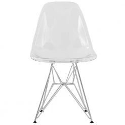Cresco Modern Plastic Molded Dining Side Chair With Eiffel Chrome Legs Clear by Leisuremod -EVERGLADE HOME Shop clear leisuremod dining chairs cr19cl c3 1000