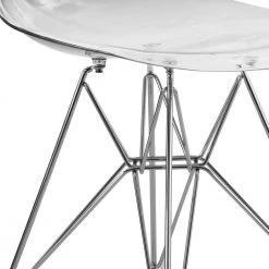 Cresco Modern Plastic Molded Dining Side Chair With Eiffel Chrome Legs Clear by Leisuremod -EVERGLADE HOME Shop clear leisuremod dining chairs cr19cl fa 1000
