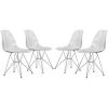 Cresco Modern Plastic Molded Dining Side Chair With Eiffel Chrome Legs Clear Set of 4 by Leisuremod